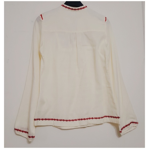 LUCKY BRAND Cross Stitch Floral Embroidered LS Top - Picture 3 of 4